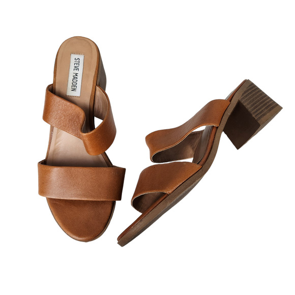 Steve Madden Shoes - Steve Madden Sandal Womens Size 7 Chunky Heel Two Strap Slip On SWIFT